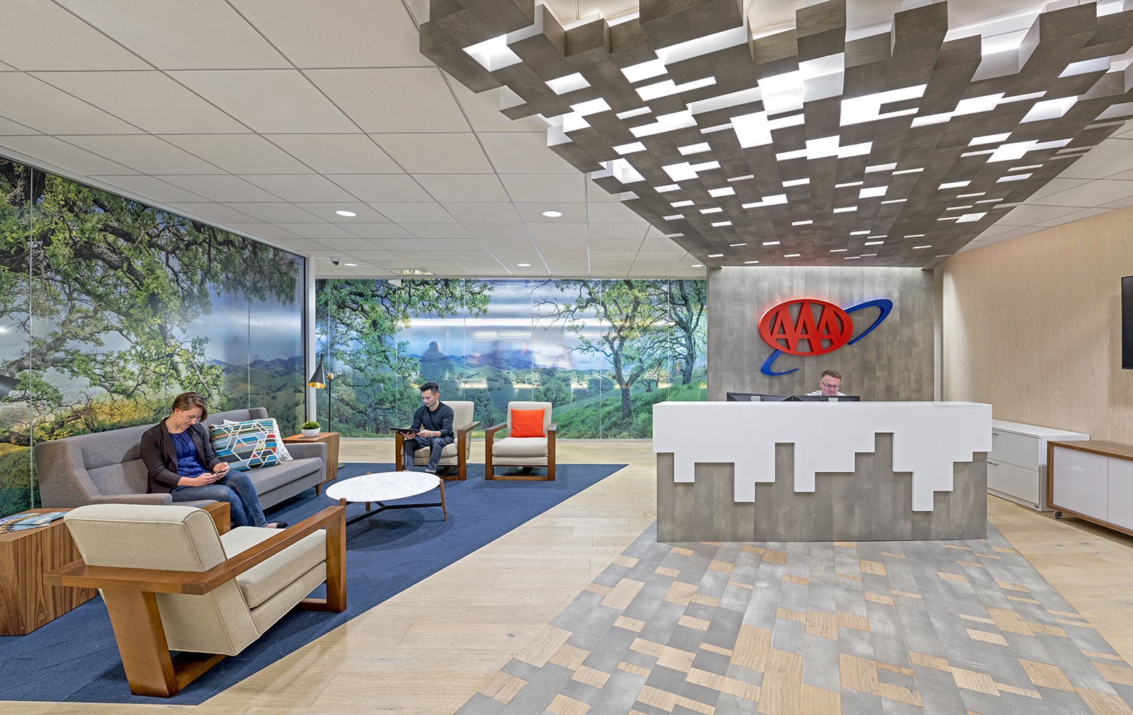Aaa headquarters creek walnut office tour hga officelovin varied heights allow workstations embrace theme trip california road american